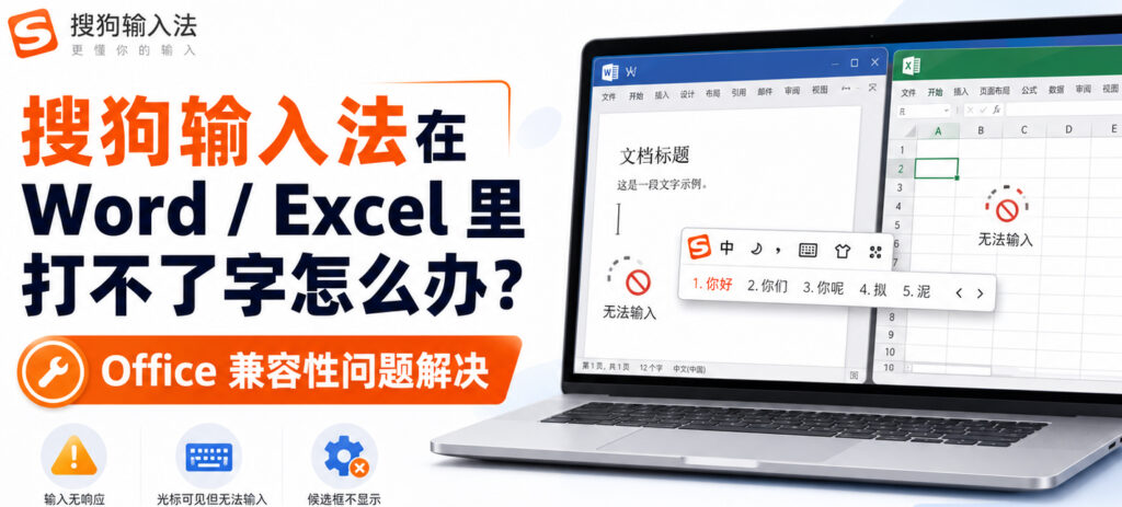 搜狗输入法在Word/Excel里打不了字怎么办