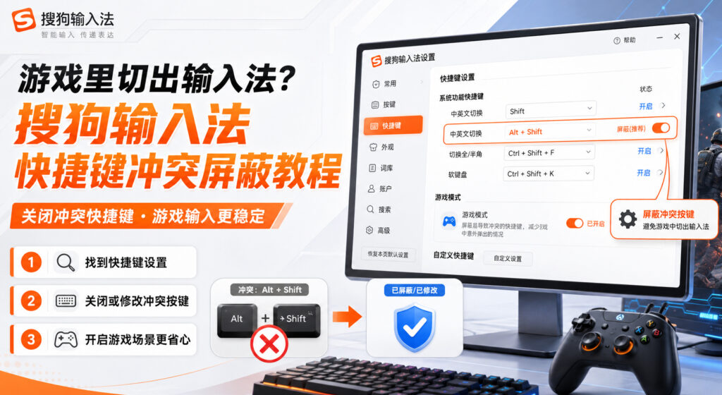 搜狗输入法游戏快捷键冲突